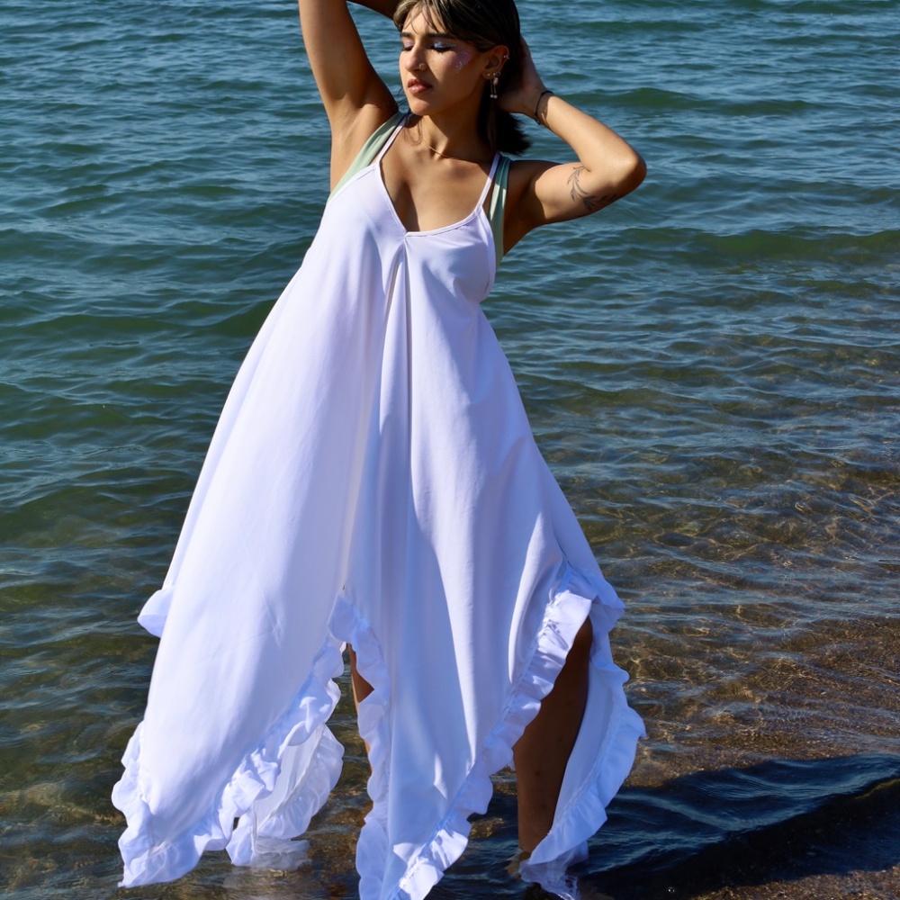 White Ruffle Dresses - Picture 3 of 5